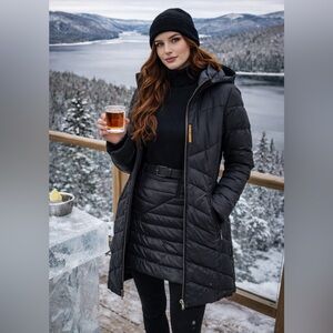 Indyeva ABAYA II Black mixed media coat